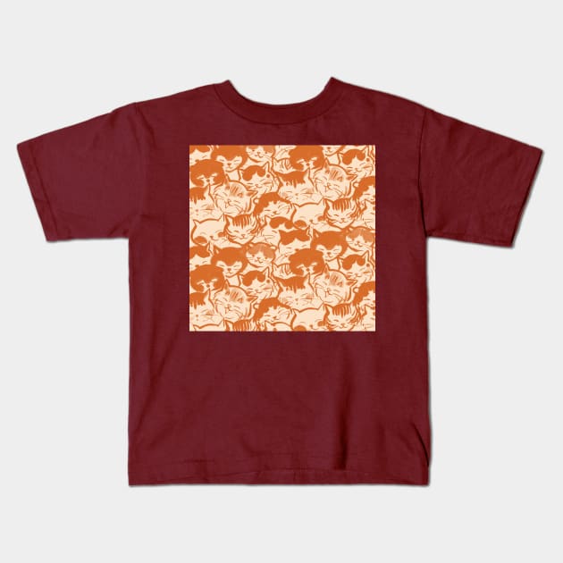 Happy Cats Faces (orange) Kids T-Shirt by juliewu